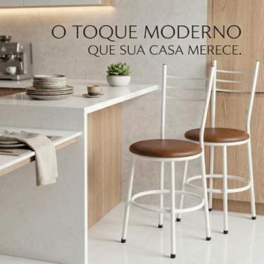 Imagem de Jogo 2 Cadeiras Cozinha E Sala Jantar Reforçada Liz Estrutura Branca:M