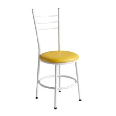 Imagem de Cadeira para Mesa de Jantar Cozinha Estofada Industial Metal Confortáv