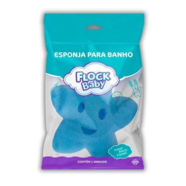 Imagem de Esponja de Banho Infantil Flock Baby Estrela Azul 1 unidade