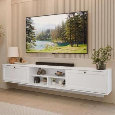 Imagem de Rack Suspenso para TV até 80 Polegadas 218 cm 2 Portas Branco Vik Made