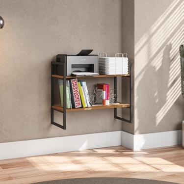 Imagem de Nicho com Prateleiras Industrial 2 Níveis MDP e Metal 60cm Canela-preto Fosco Kappesberg