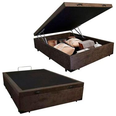 Imagem de Cama Box Baú Casal Suede Mega Cama 138x188x45 Marrom