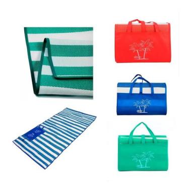 Imagem de Esteira Grande Praia Tapete Palha Sintética Vira Bolsa - Maxsol