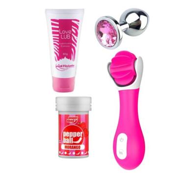 Imagem de Vibrador Feminino Estimulador Clitóris + Lubrificante Íntimo + Plug An