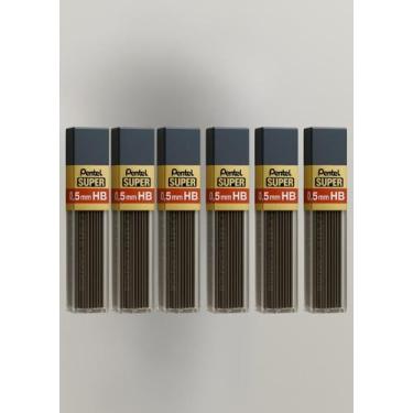 Imagem de Kit 6 Grafite 0.5mm Hi-Polymer Confortável e Preciso - Pentel, Preto