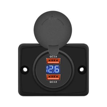 Imagem de Carregador Rápido Para Carro 12V 24V QC3.0 PD Com Voltímetro Digital P