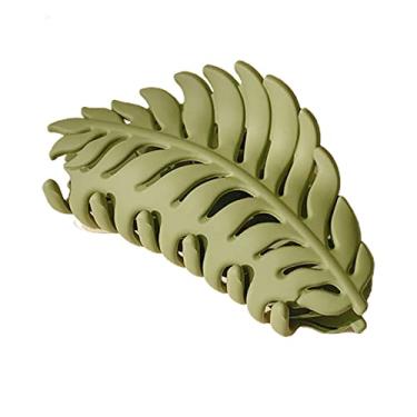 Imagem de Clipe de mandíbula elegante forma de folha feminina clipe de garra verde militar