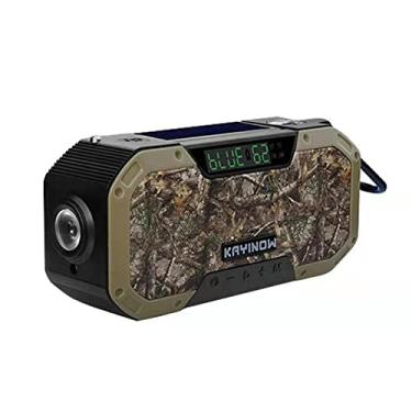 Imagem de Rádio meteorológico, alimentado por energia solar, rádio de emergência de furacão, rádio portátil de alerta meteorológico AM/FMAA alimentado por 4 vias com lanterna, luz de leitura, carregador de celular, alarme SOS (camuflagem na selva)