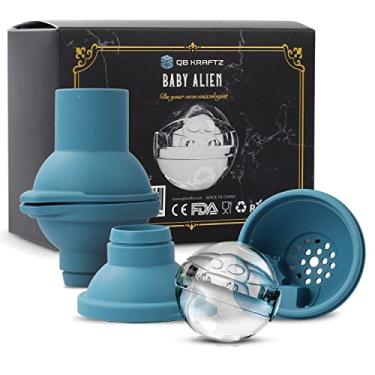 Imagem de QB KRAFTZ Forma de Gelo - Molde em Formato Alienígena | Conjunto de 2 Moldes de Gelo Transparente | Forma para Coquetéis e Bebidas