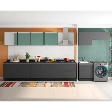Imagem de Cozinha Completa Bartira Linea com 11 Portas, 4 Gavetas e 6 Prateleiras - Grafite