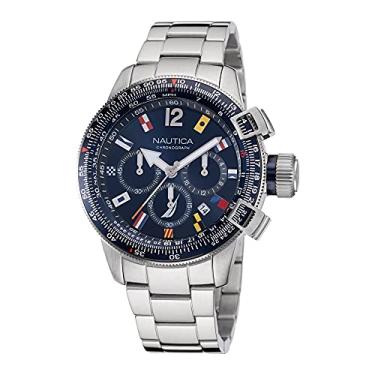 Imagem de Nautica Relógio masculino NAPBFF106 BFC cinza/azul/SST e pulseira de silicone azul, Prata, Moderno
