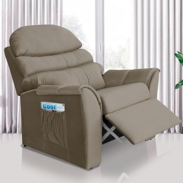Imagem de Cadeira Do Papai Reclinável Grande Confortavel Suede Bege