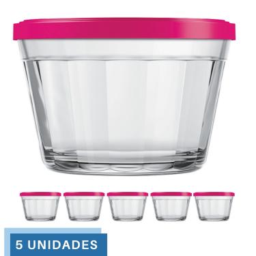 Imagem de 5 Tigela Vidro Americano Tampa Plastica Sortida 1L Nadir