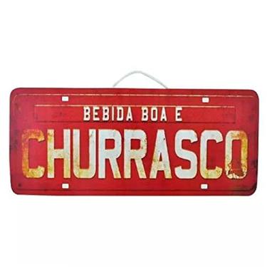 Imagem de Placa de Carro Decorativa em Madeira - Bebida Boa e Churrasco