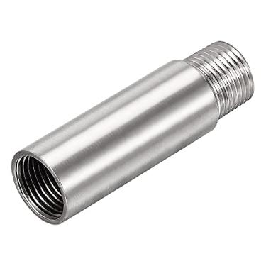 Imagem de uxcell Braço de extensão de cabeça de chuveiro de aço inoxidável G1/2 macho para rosca fêmea G1/2 80 mm de comprimento acoplador de encaixe de tubo fundido