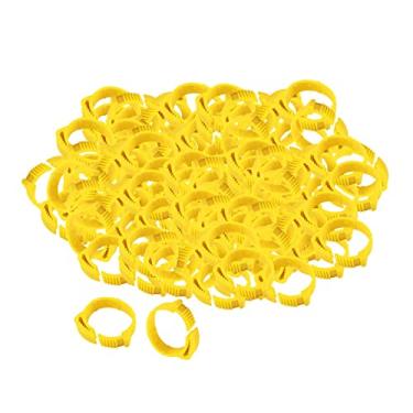 Imagem de Fenteer 100x anel de perna de frango fivela anel de identificação anel de frango perna de galinha faixa de pombos aves pomba pássaros codorna ganso clipe papagaio de pato - amarelo
