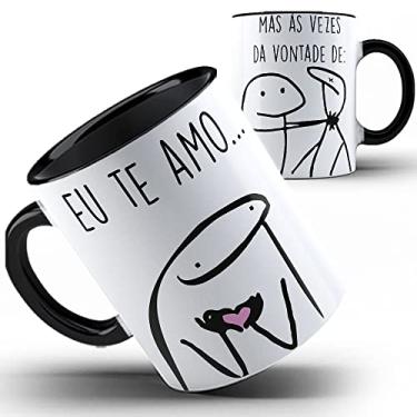 Imagem de Caneca preta Flork Eu te Amo Mas as vezes dá Vontade de