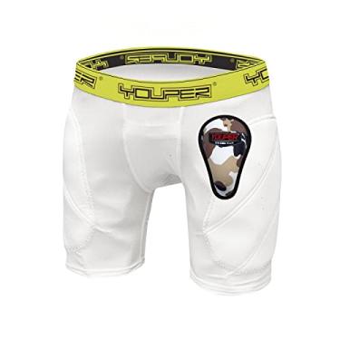 Imagem de Youper Boys bermuda para jovens acolchoada com proteção macia para beisebol, futebol americano, lacrosse, hóquei de campo, MMA, Branco, Small