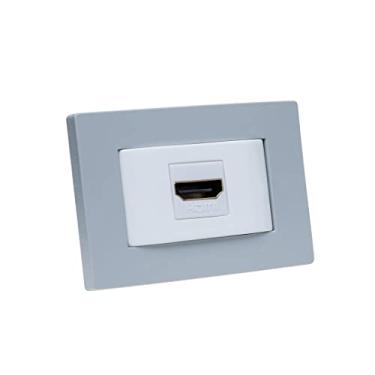 Imagem de Espelho de Tomada Simples Reto com 1 HDMI Cinza