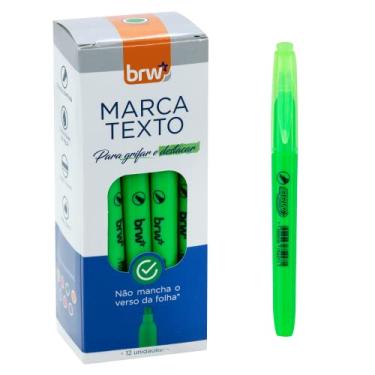Imagem de Caneta Marca Texto Fluorescente Verde Caixa com 12 Unidades, BRW