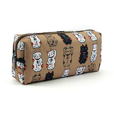Imagem de LParkin Lucky Estojo de lápis de gato japonês fofo Maneki Neko bolsa de lápis de gato bolsa de maquiagem bolsa de cosméticos kawaii caixa de gadget