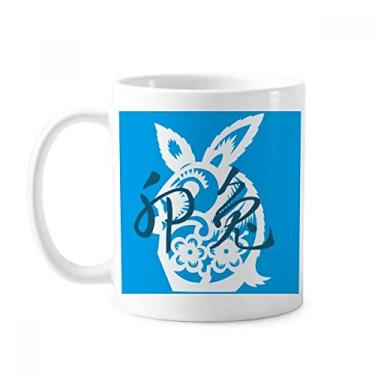 Imagem de Ano Novo de Coelhos Animal China Zodíaco Caneca Cerâmica Café Porcelana Copos de Mesa