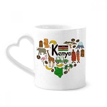 Imagem de Kenya Love Heart Landscap Caneca Bandeira Nacional Café Cerâmica Copos Copo de Coração de Vidro