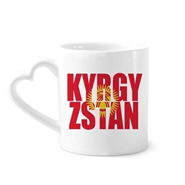 Imagem de Caneca com nome da bandeira do país do Quirguistão caneca café cerâmica copo de coração de vidro