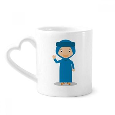 Imagem de Caneca de cerâmica com desenho animado da Argélia azul sorriso copo de coração de vidro