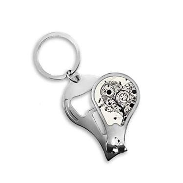 Imagem de Flor Plantas Preto Branco Arte Desenho Grão Cortador de Unhas Abridor Chaveiro Tesoura