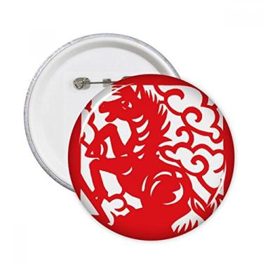 Imagem de Broche redondo de cavalo com corte de papel para decoração 5 peças