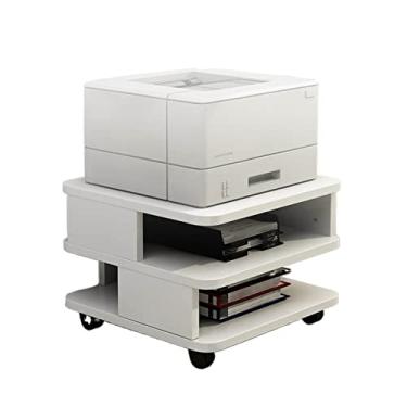 Imagem de KIZQYN Suporte de impressora Prateleira de piso industrial Suporte de copiadora de mesa móvel Armazenamento sob a mesa Carrinho de armazenamento em rodas para impressora de mesa de casa e escritório (Cor: B, Tamanho: 40X40X30cm)