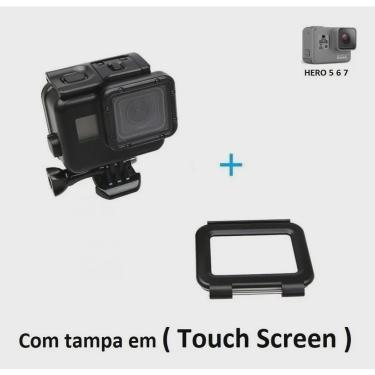 Imagem de Kit GoPro Hero 5 GoPro 6 GoPro 7 Black Caixa Estanque Preta Blackout Com Tampa Extra Touch + Pau de Selfie + Tripod + Paraufso