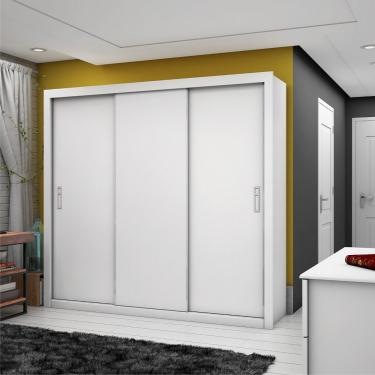 Imagem de Guarda Roupa Casal 3 Portas 4 Gavetas Ilhéus Carioca Móveis - Branco/Branco