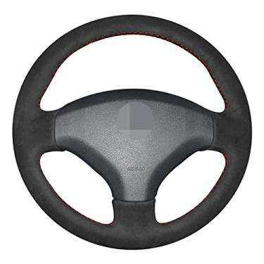Imagem de OZEQO Soft Black Leather Suede Car Steering Wheel Covers, Ajuste para Peugeot 308 2007 2008 2009 2010 2011 2012-2013 408 2012-2014