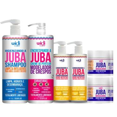 Imagem de Kit Widi Care Juba Shampoo 1L, Encrespando 1L, 2 Condicionadores, 2 Máscaras
