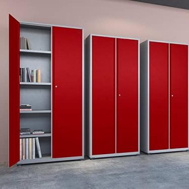 Imagem de Armário para Escritório 2 Portas com Chave Aço 4 Prateleiras Pandin Móveis