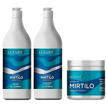 Imagem de Kit Lowell Extrato De Mirtilo Blueberry Extract Shampoo + Condicionador 1 Litro cada + Máscara 450g