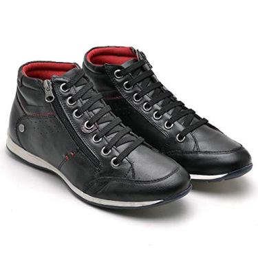 Imagem de Calce Com Estilo Sapatênis Masculino Couro Legítimo Comfort 1005 Cor:Preto;Tamanho:38