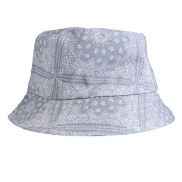 Imagem de Chapéu de sol Valicclud dobrável com proteção UV chapéu de pescador padrão Paisley, Cinza