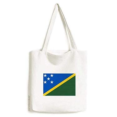 Imagem de mon Islands Bolsa de lona com bandeira nacional da Oceania, bolsa de compras casual