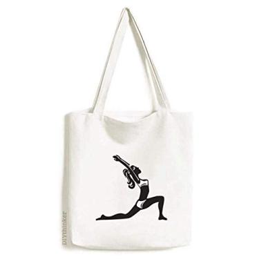 Imagem de Bolsa de lona Yoga Keep Healthy Stretching Outline Bolsa de compras casual