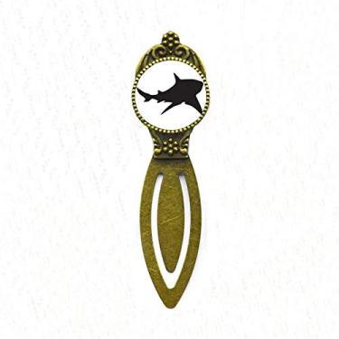 Imagem de Marcador de página retrô de peixe com biologia de tubarão preto oceano