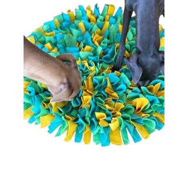 Imagem de Tapete Interativo de Atividades para Cachorro e Gato de Enriquecimento Ambiental Forrageio de Fuçar Petiscos (Verde)