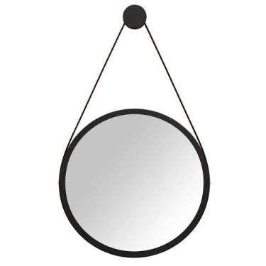 Imagem de Espelho Decorativo Redondo 54 cm com Alça Adnet B01 Escandinavo Preto 