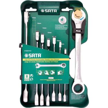 Imagem de Jogo Chave Combinada Speedy Com Catraca 8 A 19Mm 8 Pçs Sata