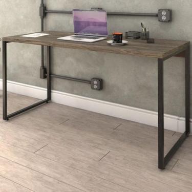 Imagem de Mesa para Escritório Win Carvalho Dark - Pnr Móveis, Marrom Escuro, Mo