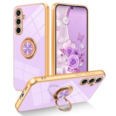 Imagem de LONTECT Capa para Galaxy S23 FE 5G à prova de choque slim fit resistente a quedas robusta capa protetora de luxo com suporte de anel suporte suporte de carro capa para Samsung Galaxy S23 FE 2023, roxo