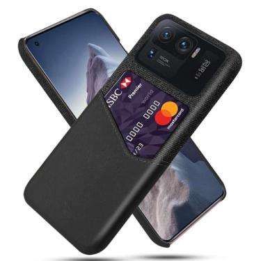 Imagem de Capa para Xiaomi Mi 11 ULTRA,Tela e tampa de couro PU,Antideslizante,360°cobertura completa à prova de choque com 1 slot de cartão atrás,Prevenção de queda-Black