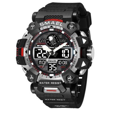 Imagem de Relógio Masculino Smael Anadigi 8078 Preto E Prata
